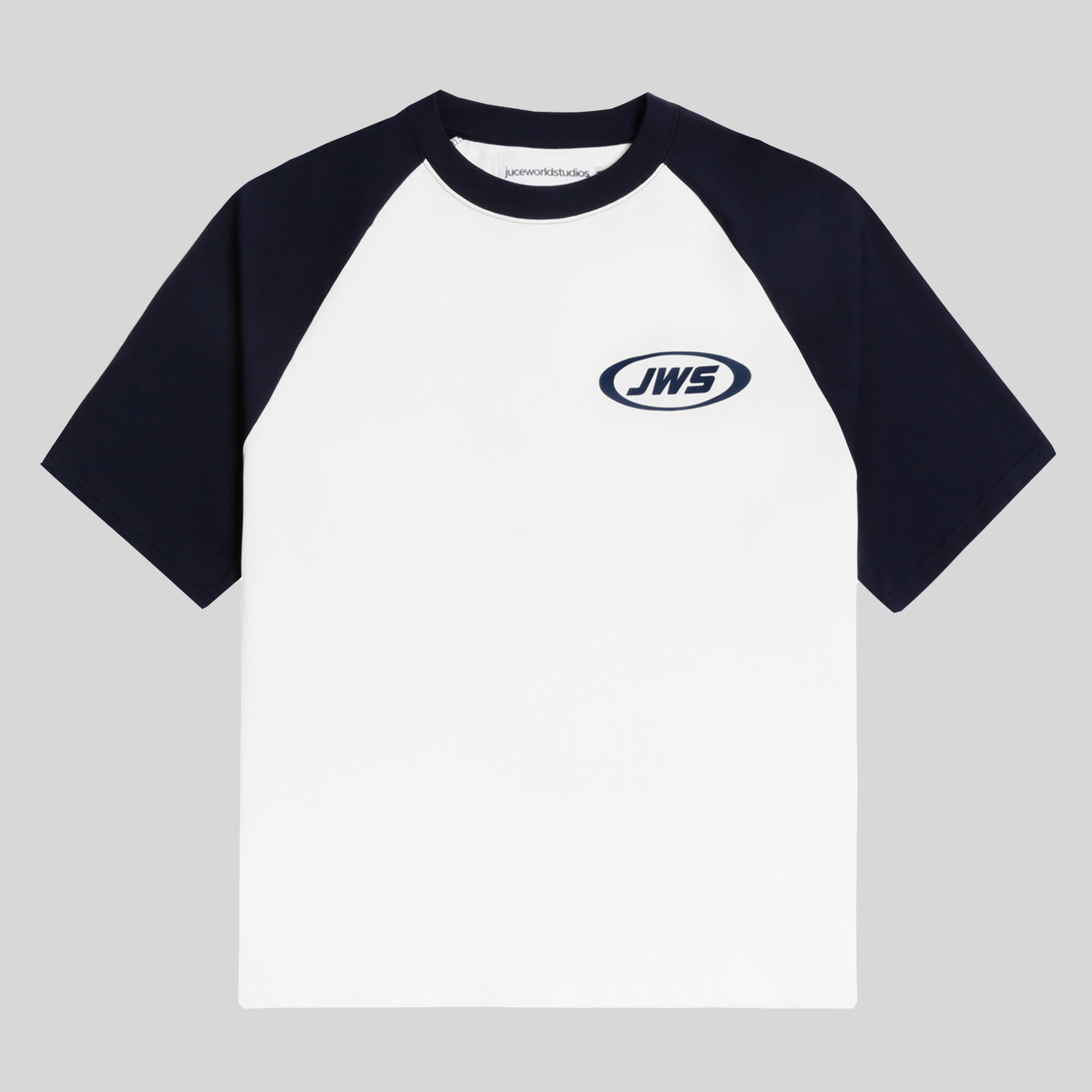 white navy box t shirt
