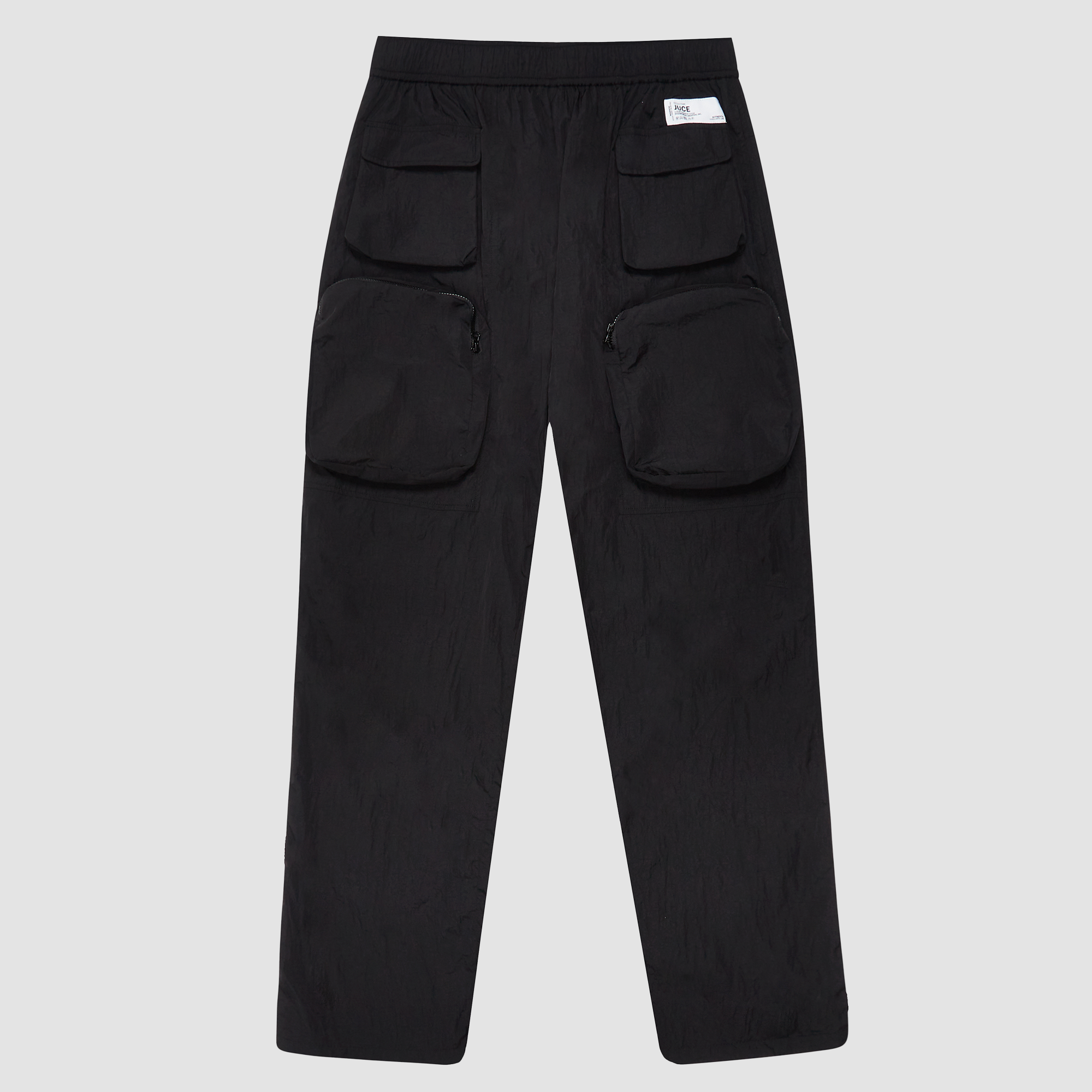 straight leg black nylon cargo pants