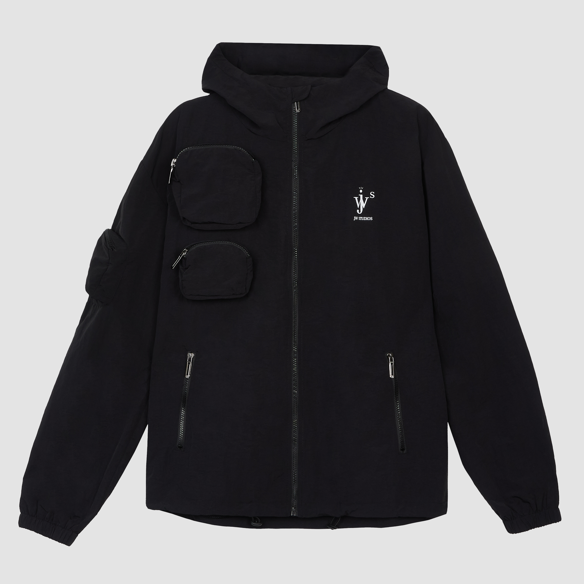 black nylon shell jacket