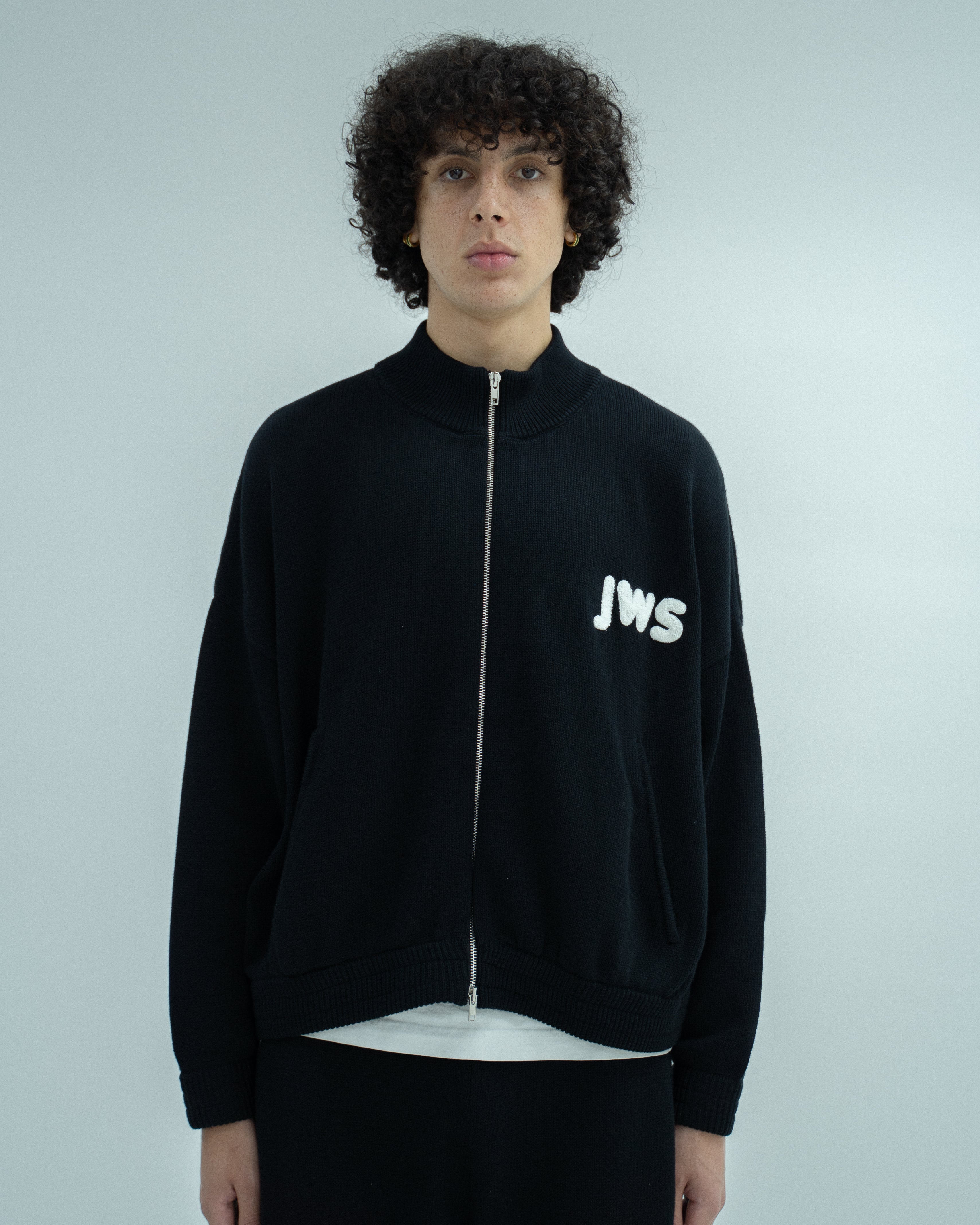 Black Knit Zip Up Jacket