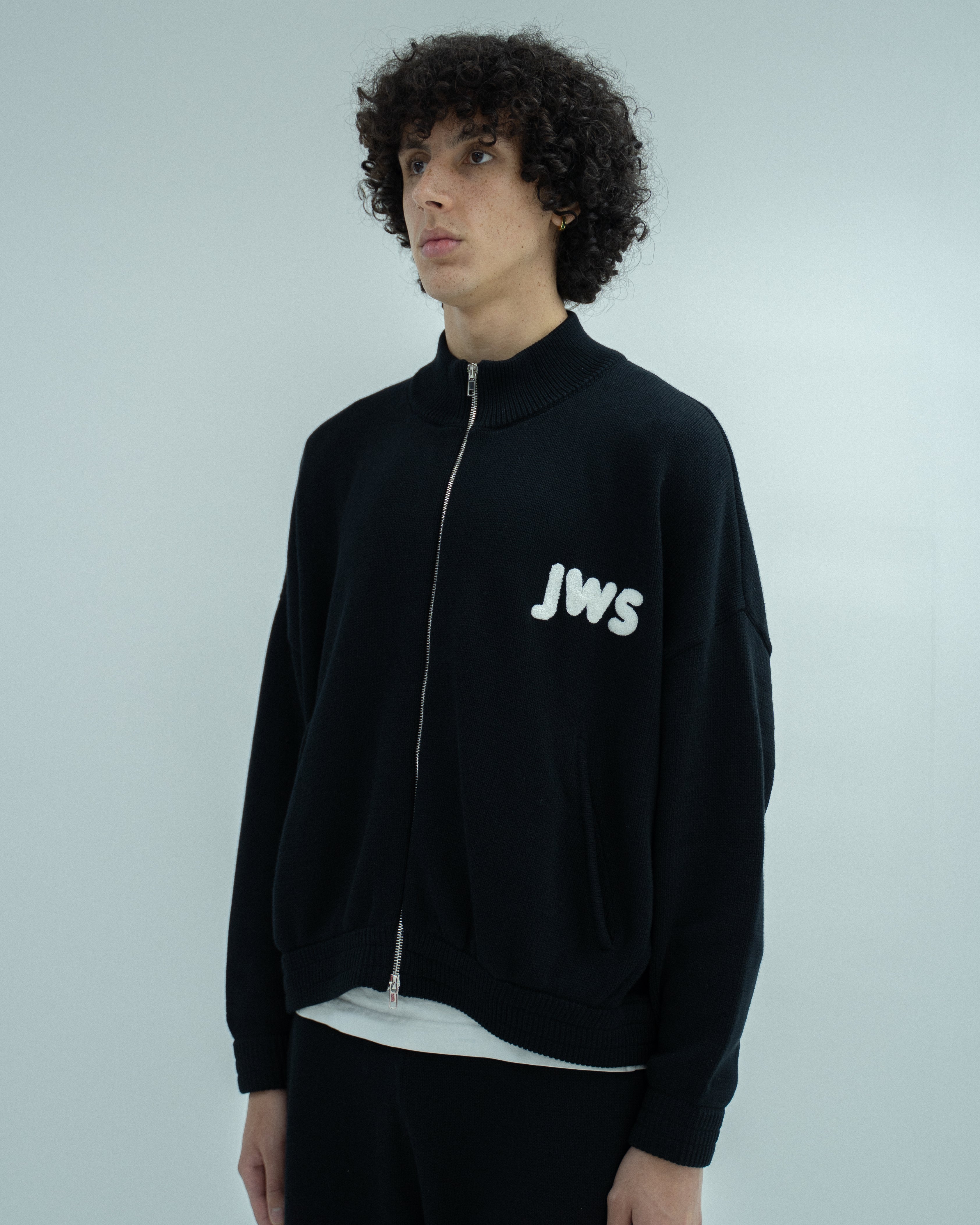 Black Knit Zip Up Jacket