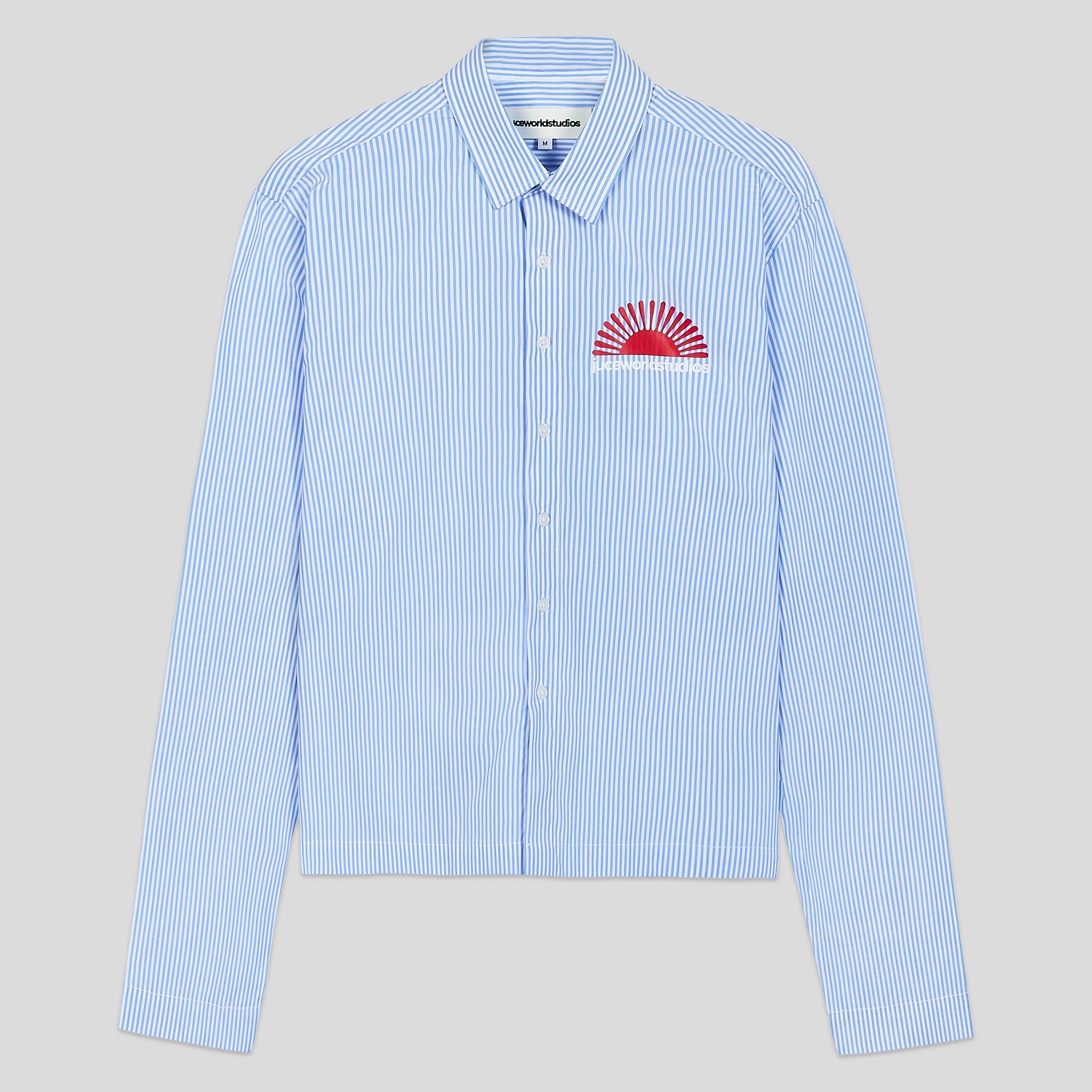 Cropped Blue Pinstripe Shirt